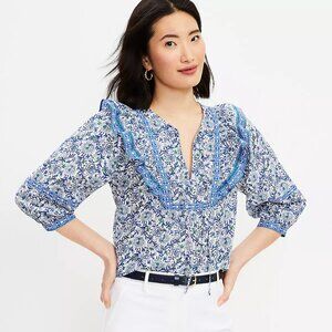 Puff sleeve floral boho peasant top size XS